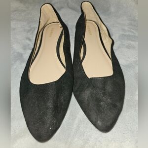 Old Navy Black Pointed-Toe Suede-Look Ballet Flats